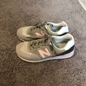 New Balance, pink and tan sneakers 574 Core